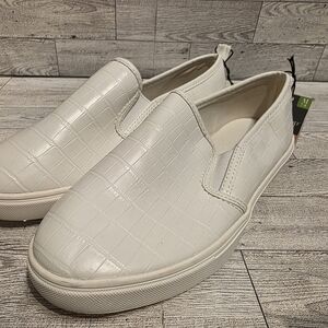 west loop White Croc-Embossed Slip-On Loafers
